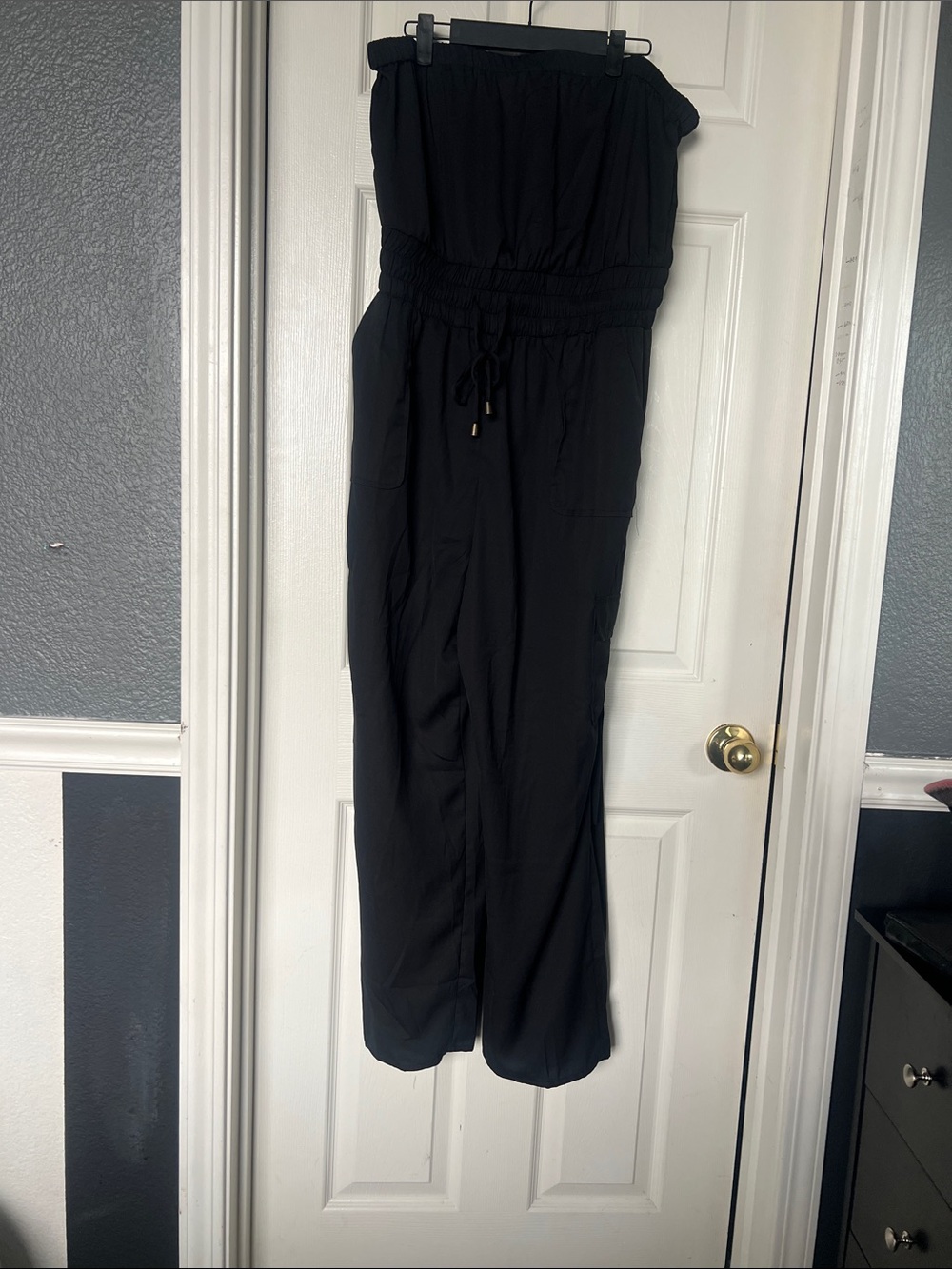 Blush Black Strapless Wide-Leg Jumpsuit